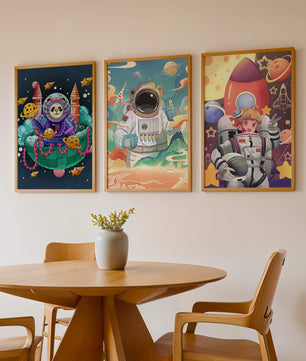 Des designs spatiaux colorés avec une thématique d’astronautes