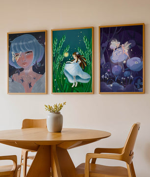 Set aus drei Kunstwerken mit Fantasymotiven