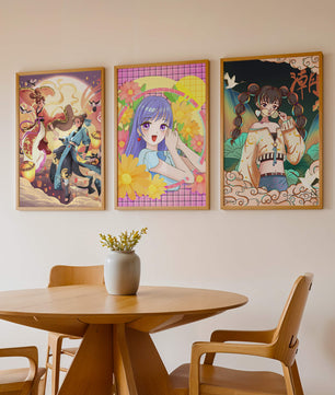 Ensemble d'illustrations d'anime aux designs joyeux et colorés