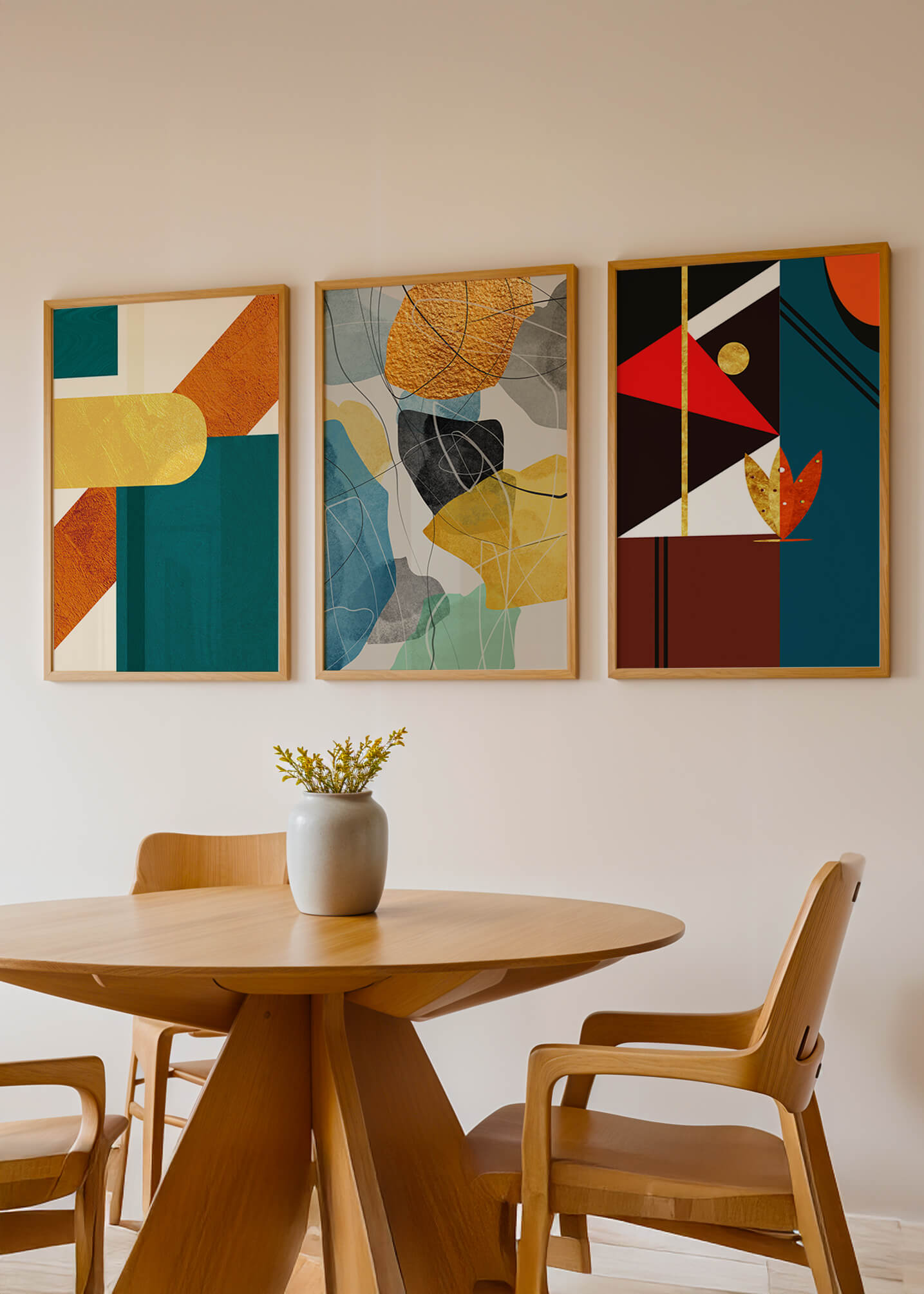 Arte Abstracto Moderno Con Elementos Geométricos Y Detalles Dorados