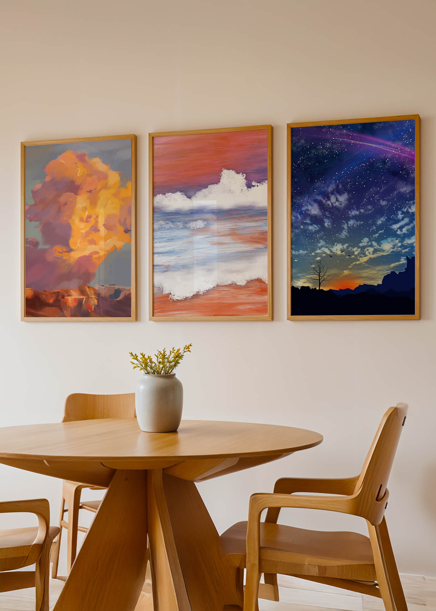 Pinturas Abstractas De Cielo Y Paisaje Sin Marco