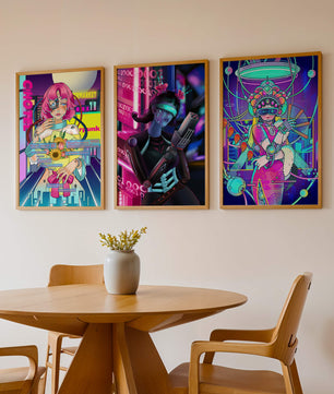 Ensemble d'affiches avec art de style cybernétique