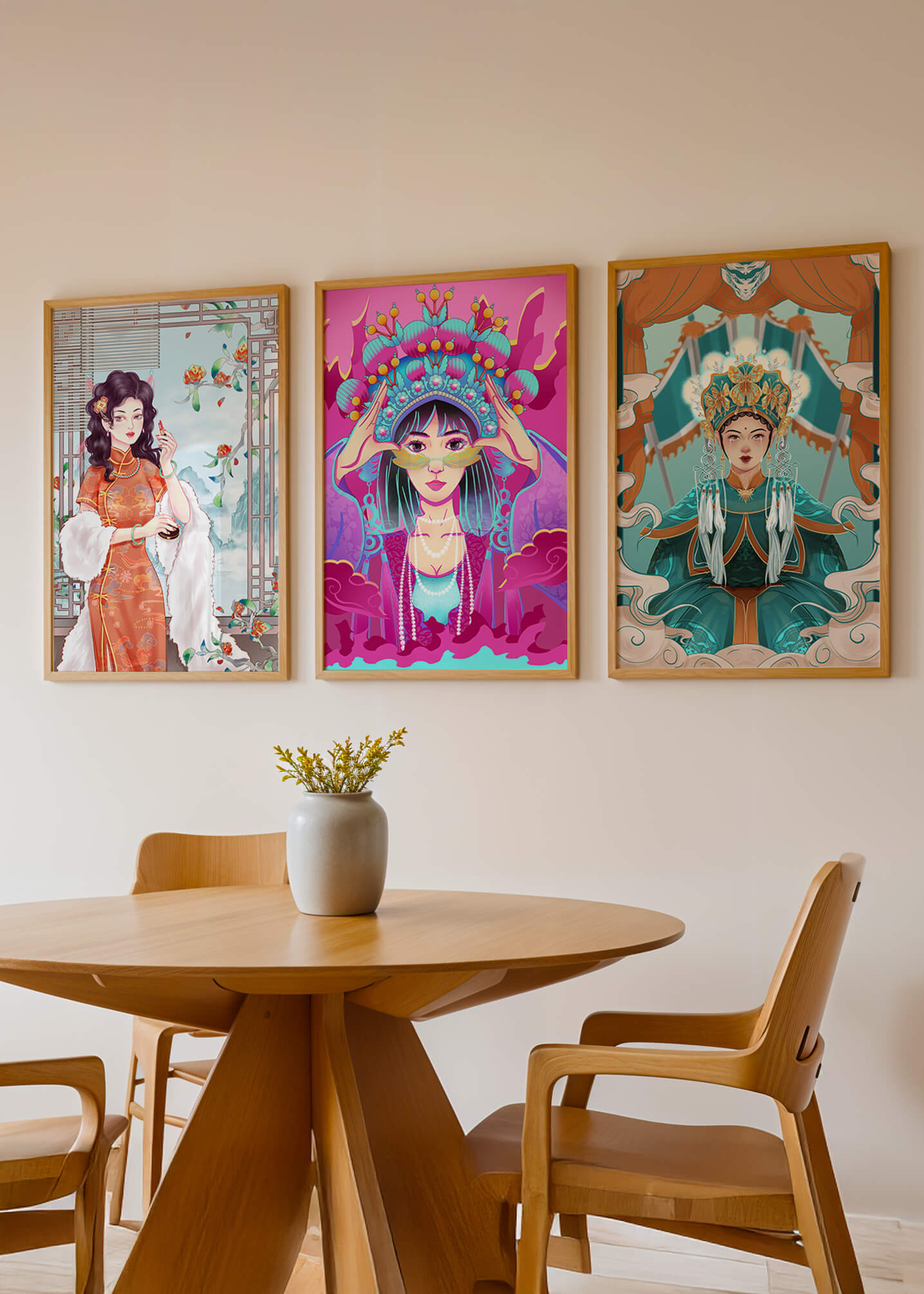 Art moderne de femmes en costumes traditionnels orientaux