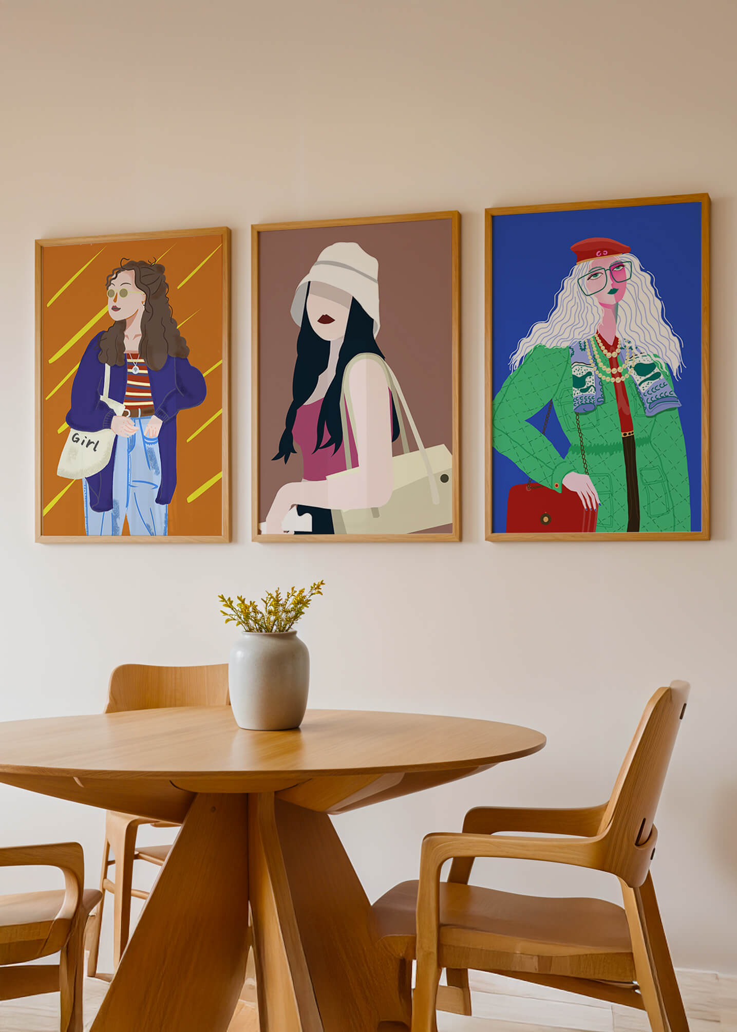 Conjunto de Retratos Modernos de Mujeres con Estilo en Arte Digital