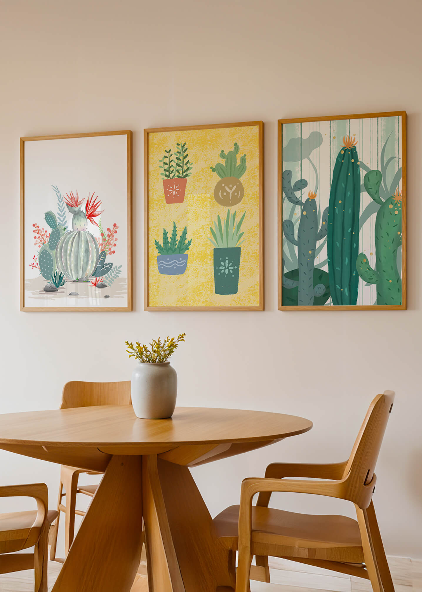 Conjunto De Impresiones De Cactus Sin Marco En Interior