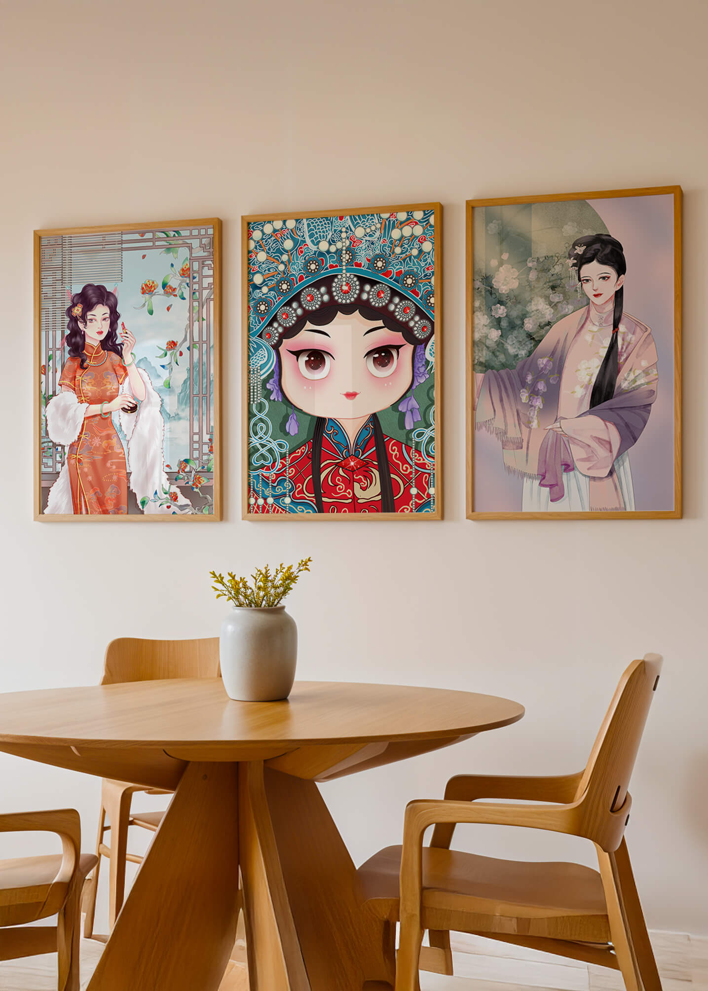 Élégantes illustrations de femmes en style oriental avec impression de haute qualité