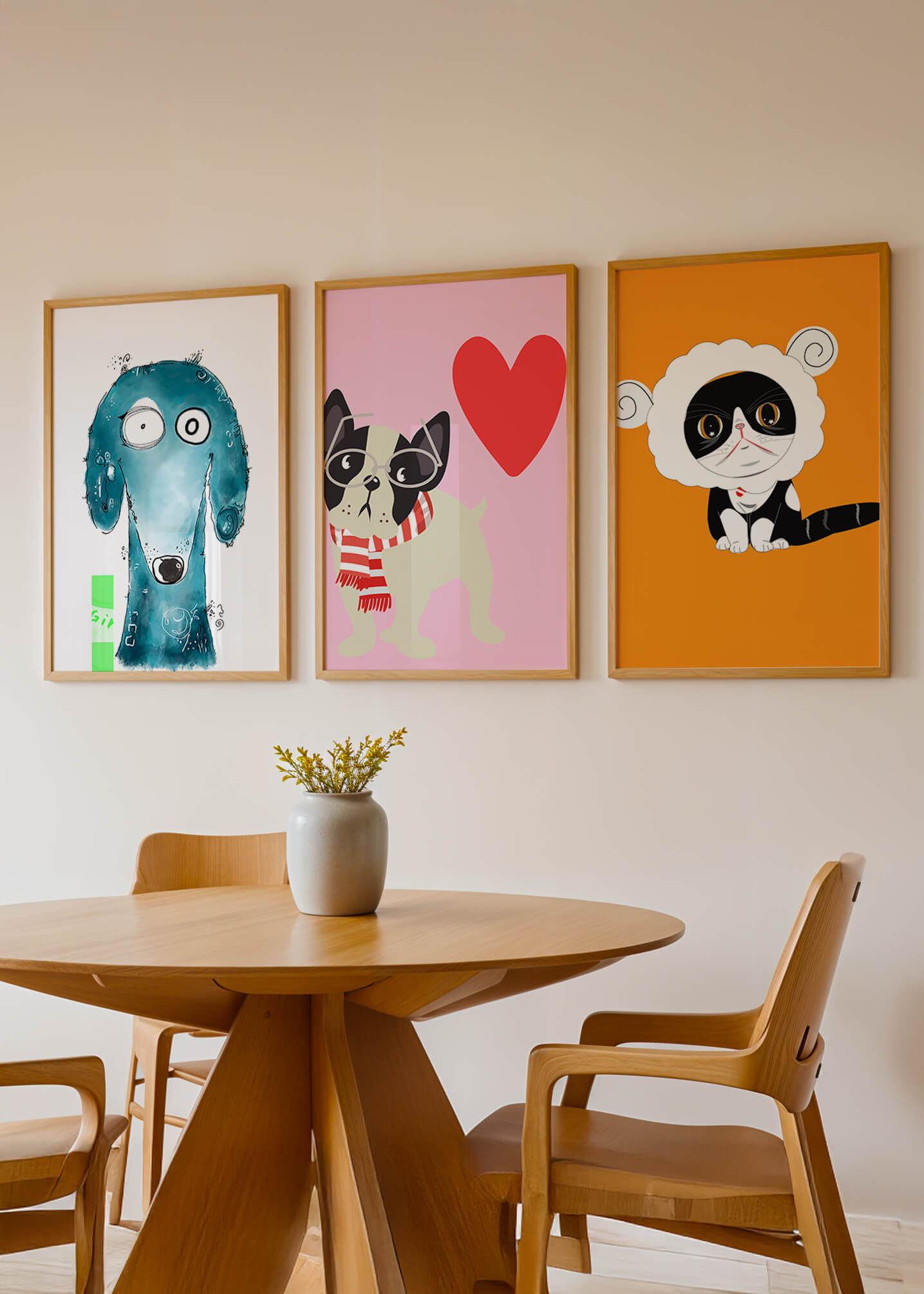 Illustrations d’animaux en couleurs pastel