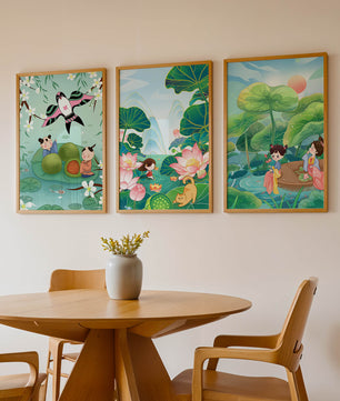 Kunstdrucke im asiatischen Stil mit Naturmotiven