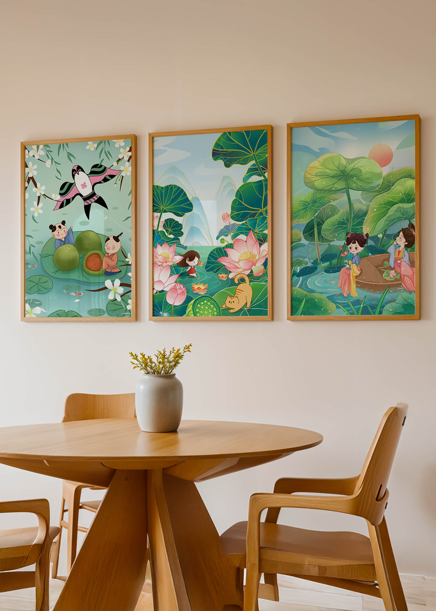 Kunstdrucke im asiatischen Stil mit Naturmotiven