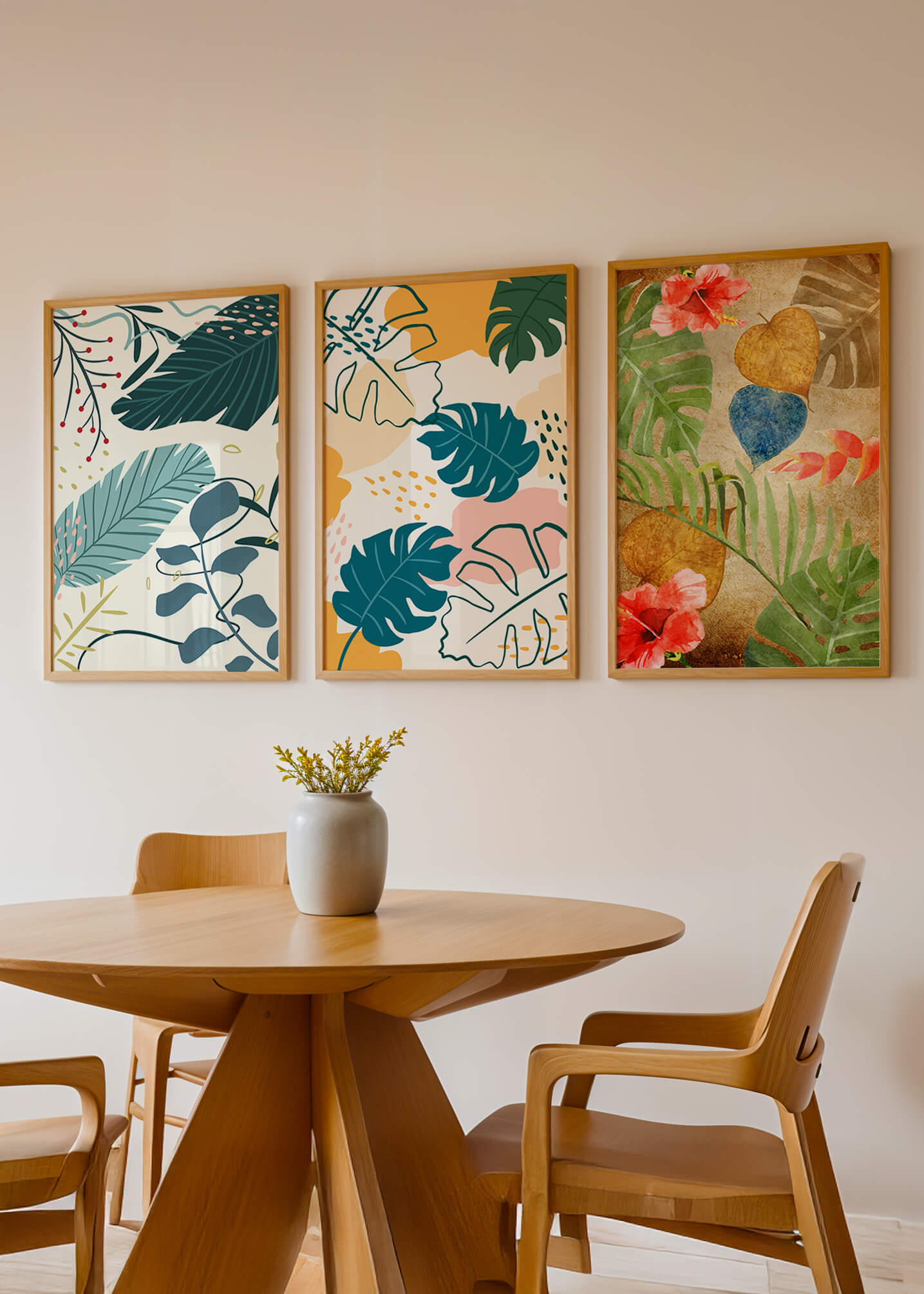 Mur avec ensembles d’art botanique moderne