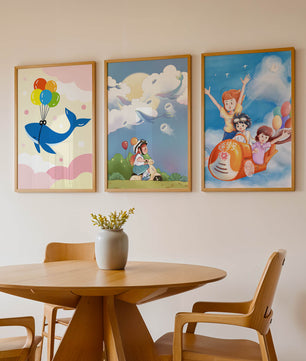 Conjunto de Ilustraciones Fantasía Infantil en Marcos Dorados