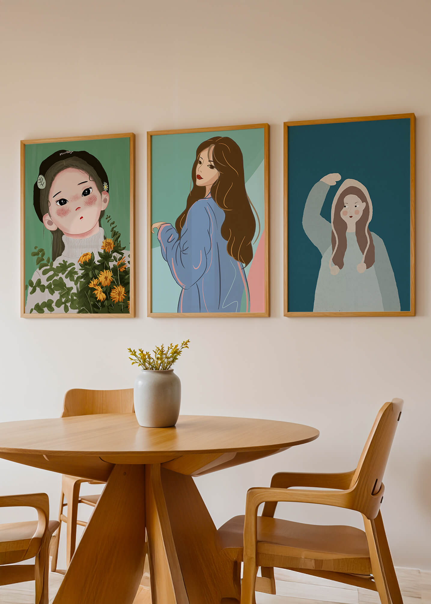 Impresiones artísticas de retratos femeninos en estilo moderno