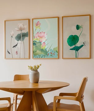 Images de fleurs de lotus avec des designs minimalistes