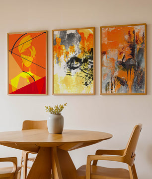 Peintures abstraites modernes dans des tons orangés