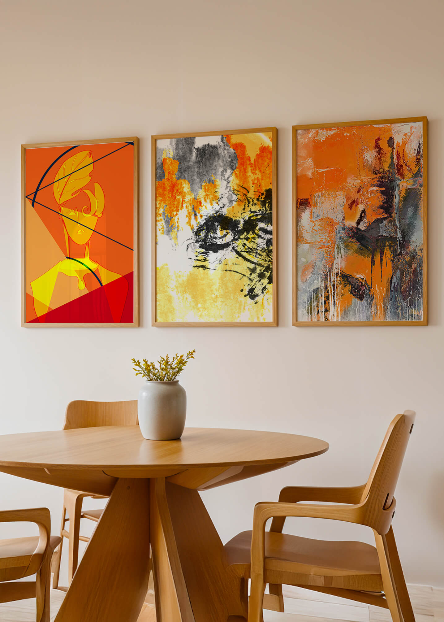 Pinturas Abstractas Modernas en Tonos Anaranjados