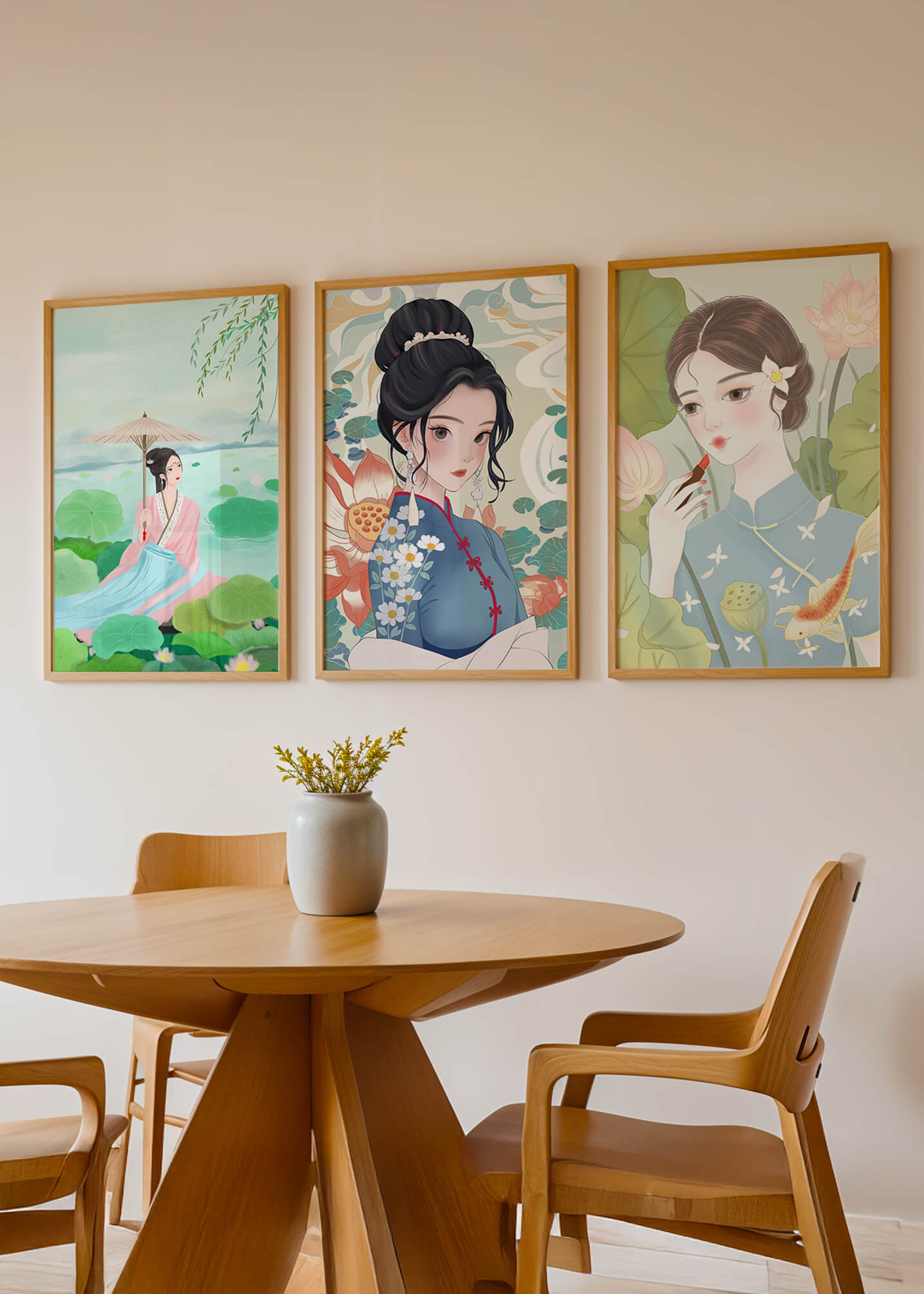Décoration murale avec art asiatique de femmes élégantes