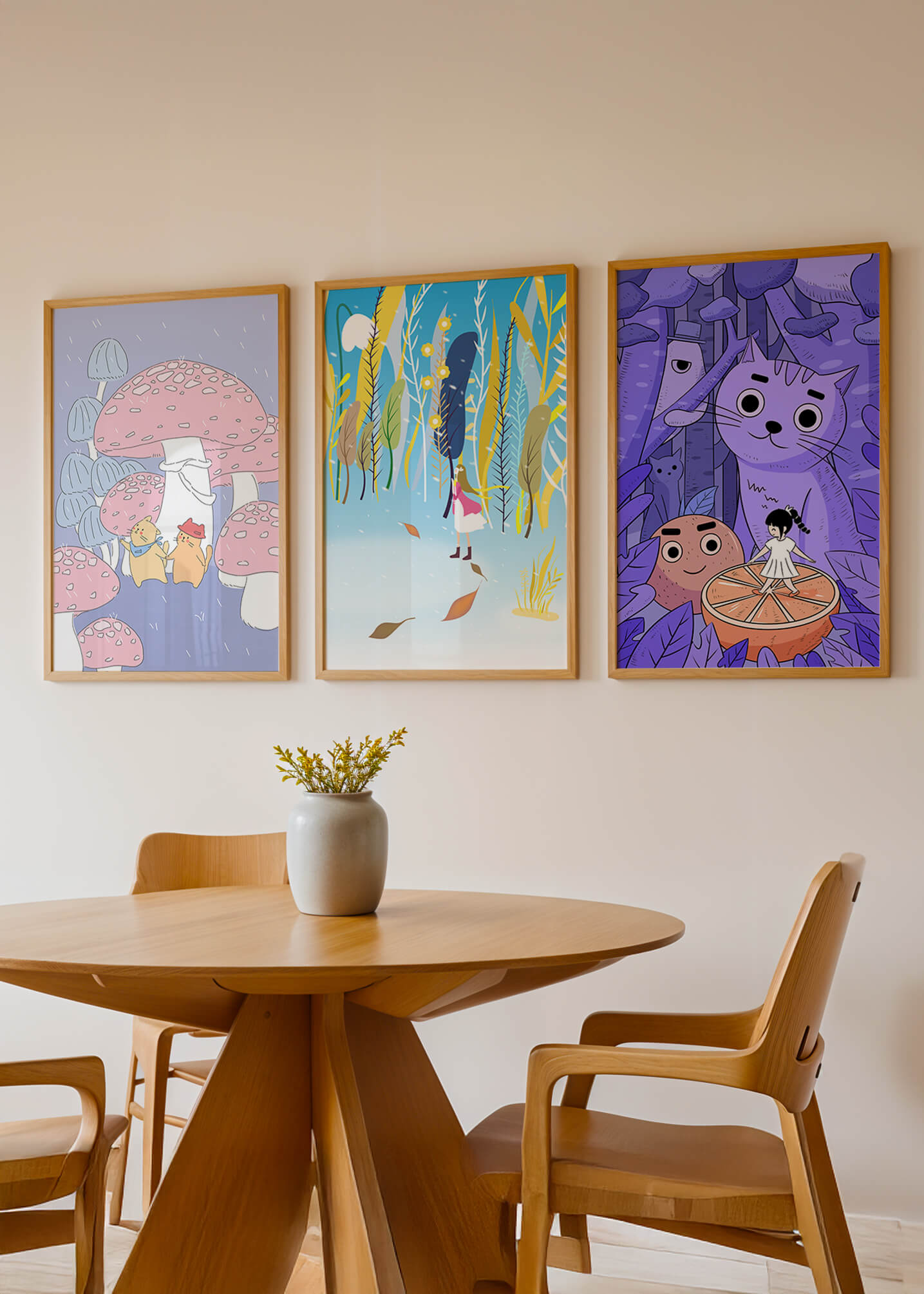 Illustrations colorées et créatives présentées sans cadre
