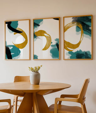 Decoración abstracta moderna sin marco con elementos dorados