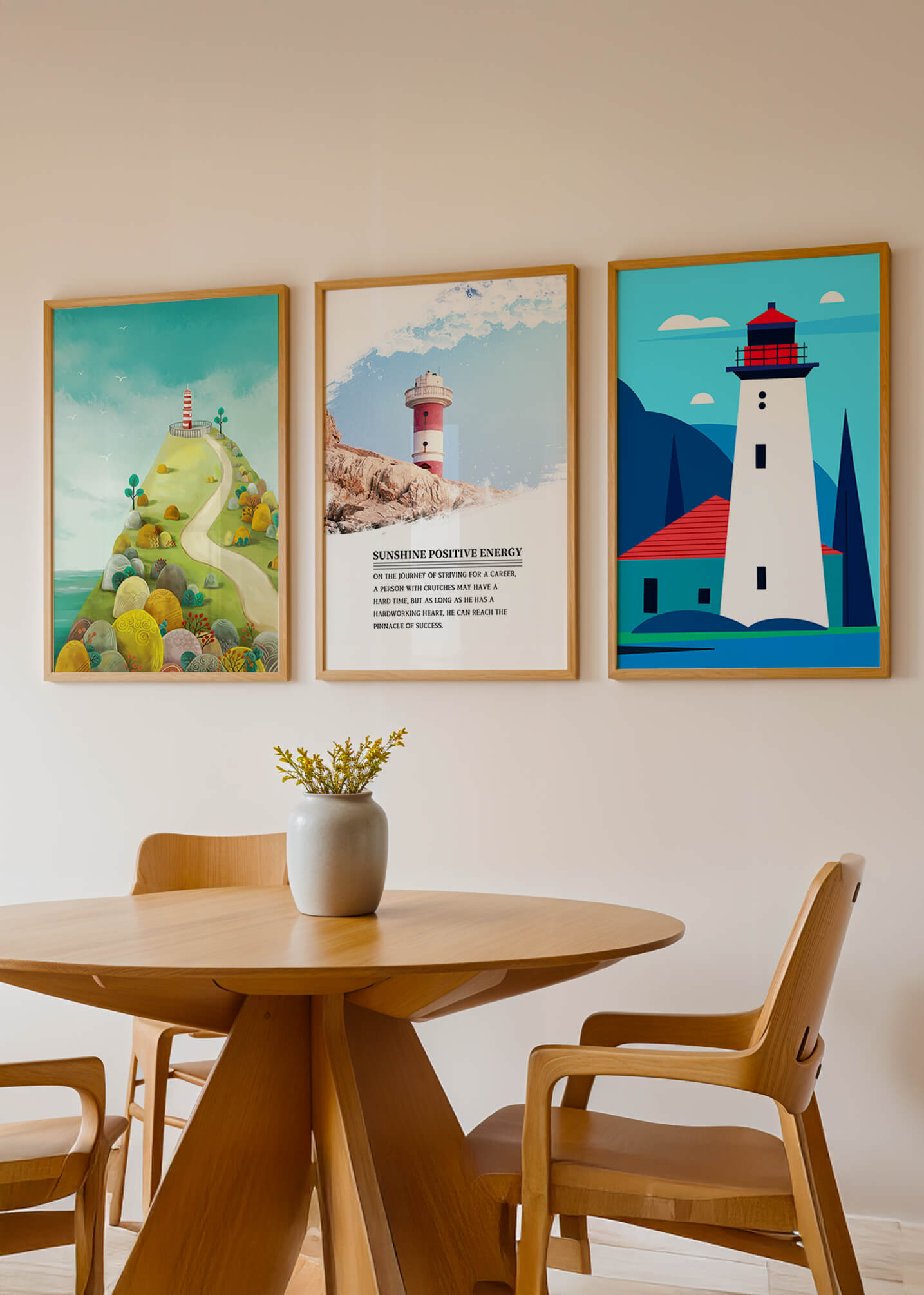 Set bunter Leuchtturmbilder mit Landschaftsmotiven