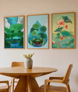 Conjunto De Impresiones De Arte Botánico De Nenúfares Sin Marco