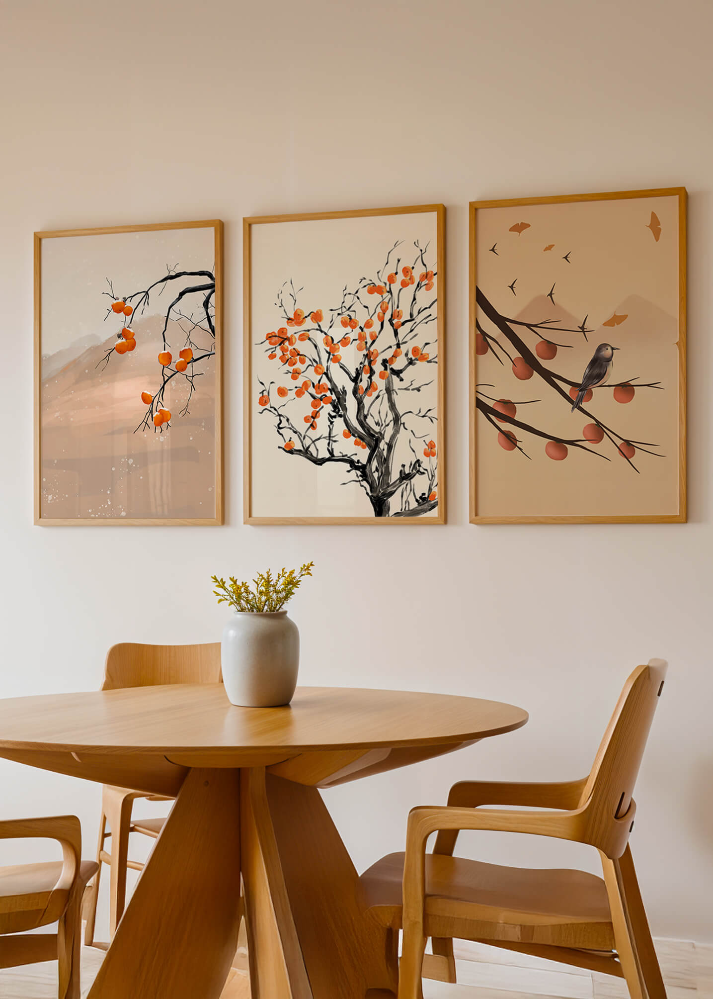 Conjunto de Arte Decorativo con Motivos de Naturaleza y Frutas de Otoño