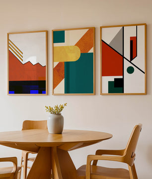 Ensemble d'art abstrait moderne avec des motifs géométriques sans cadre