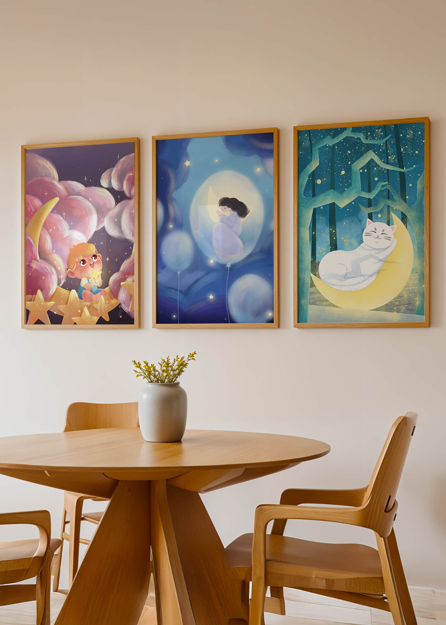 Tableaux de rêve avec des motifs pour enfants et des pois