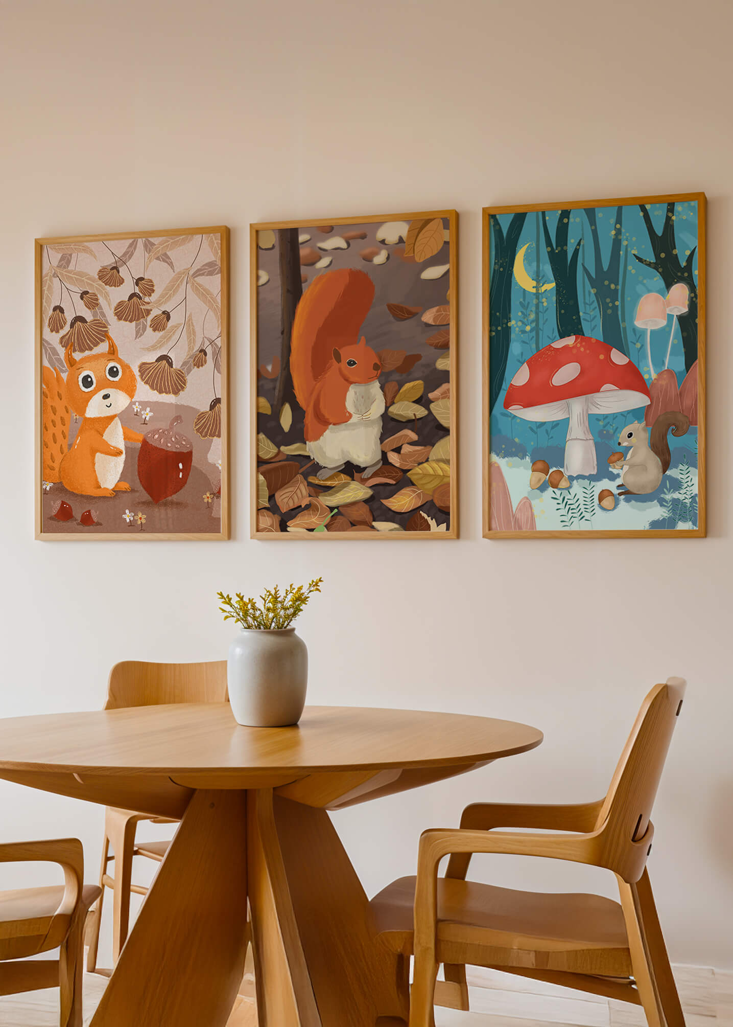 Ilustraciones De Animales En Un Bosque Otoñal