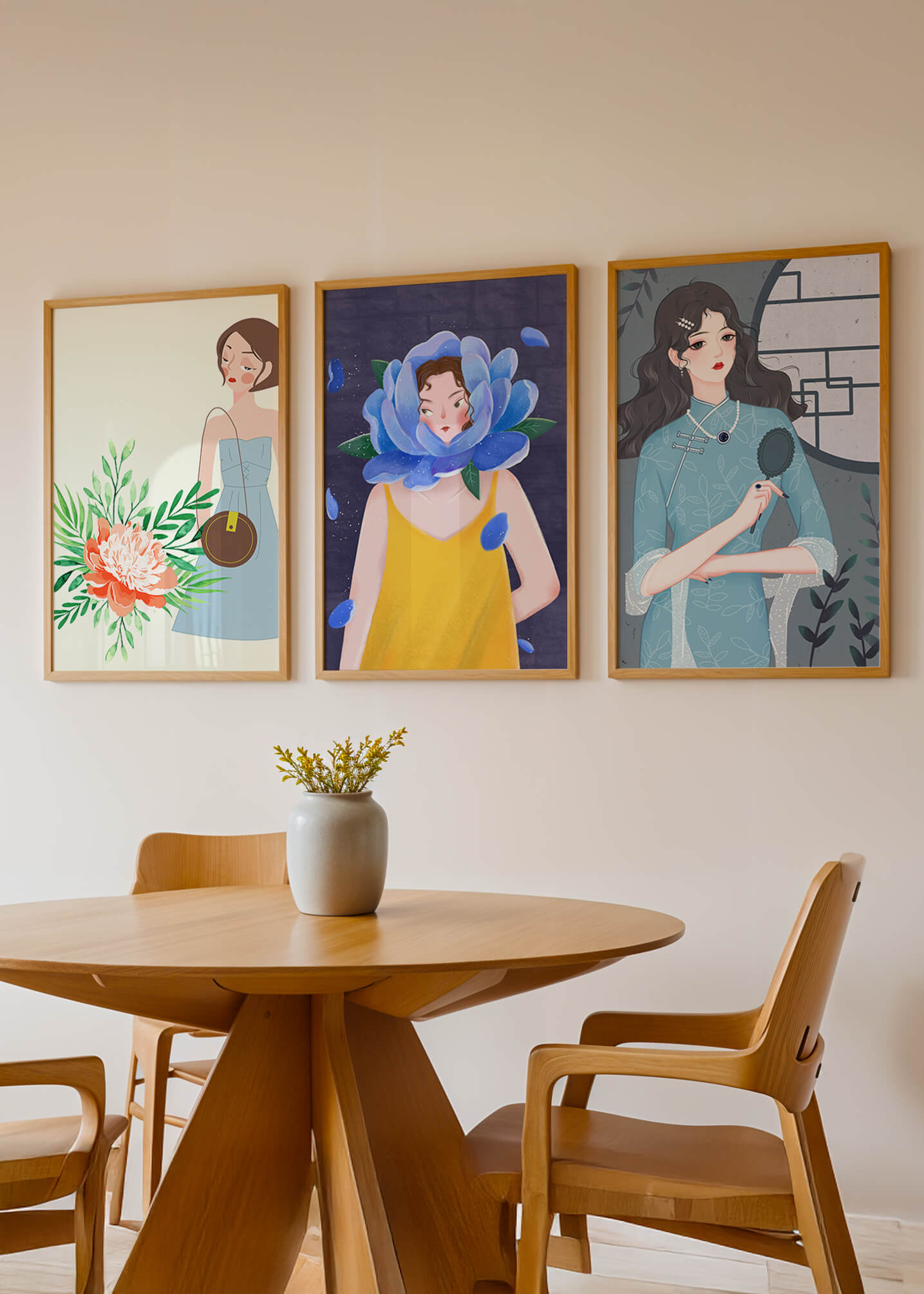 Cuadros Modernos con Ilustraciones Artísticas Femeninas en Estilo Colorido