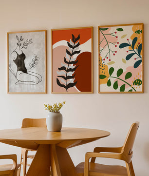 Ensemble d’art moderne abstrait en bois clair sans cadre
