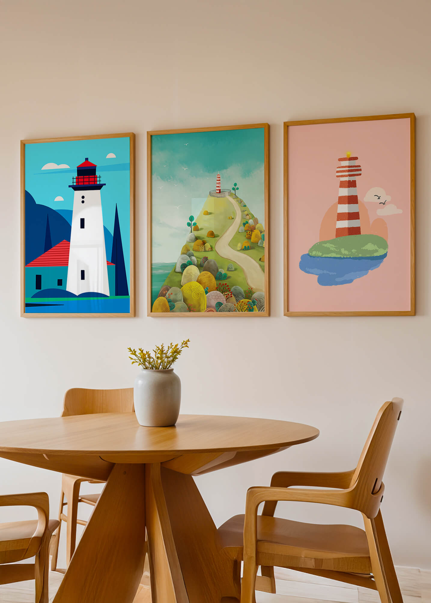 Conjunto de Impresiones de Arte con Motivos de Faros Sin Marco