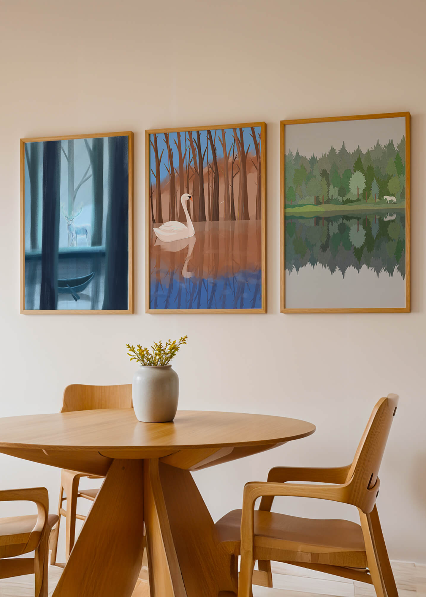 Ensemble de trois impressions artistiques inspirées par la nature