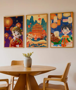 Ensemble d'art de célébration culturelle dans un style illustratif