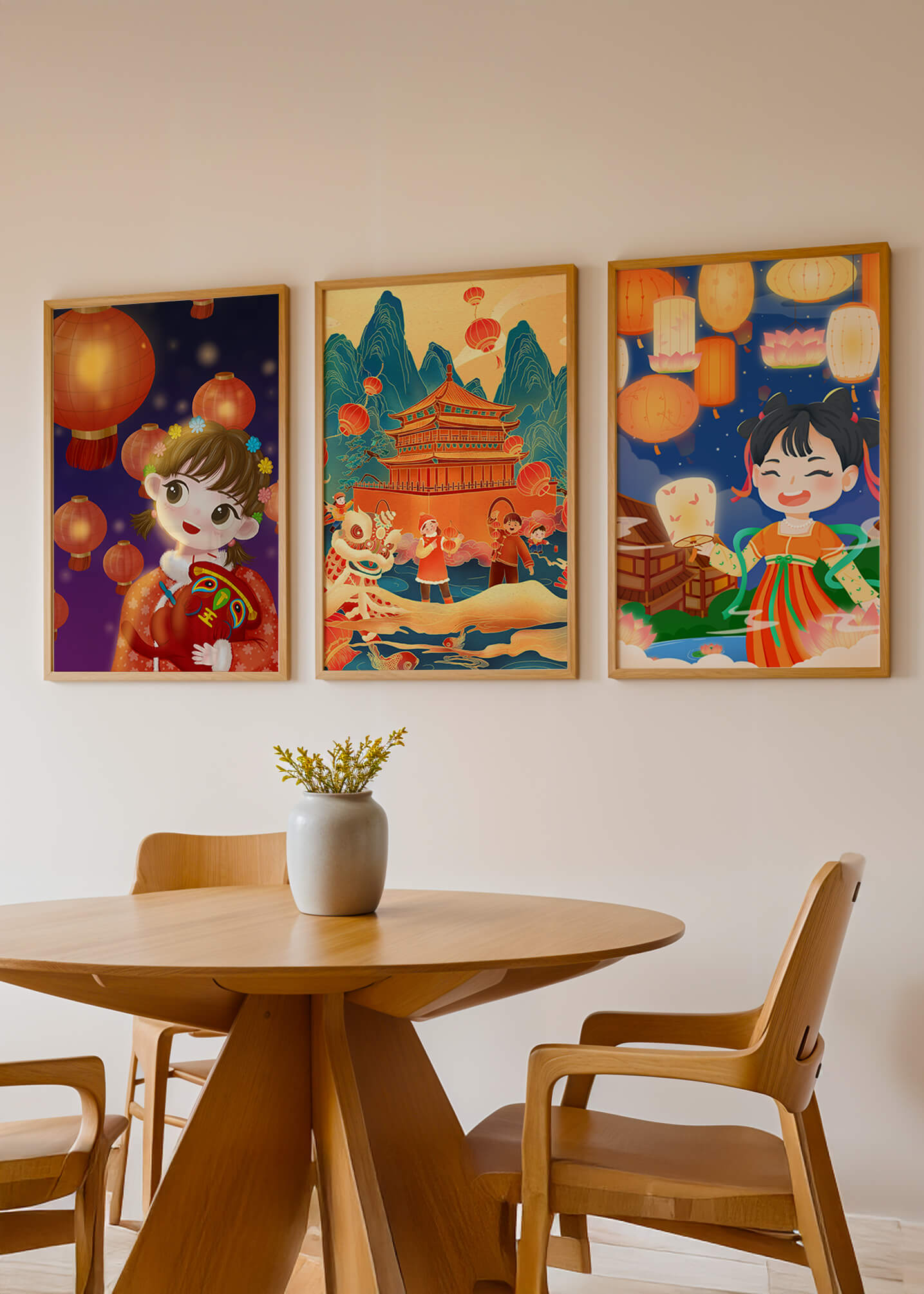 Ensemble d'art de célébration culturelle dans un style illustratif