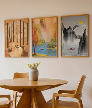 Ensemble de tableaux de paysages naturels scéniques avec art asiatique