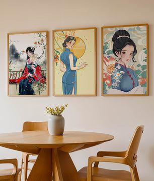 Impresiones Artísticas de Mujeres en Estilo Tradicional Asiático