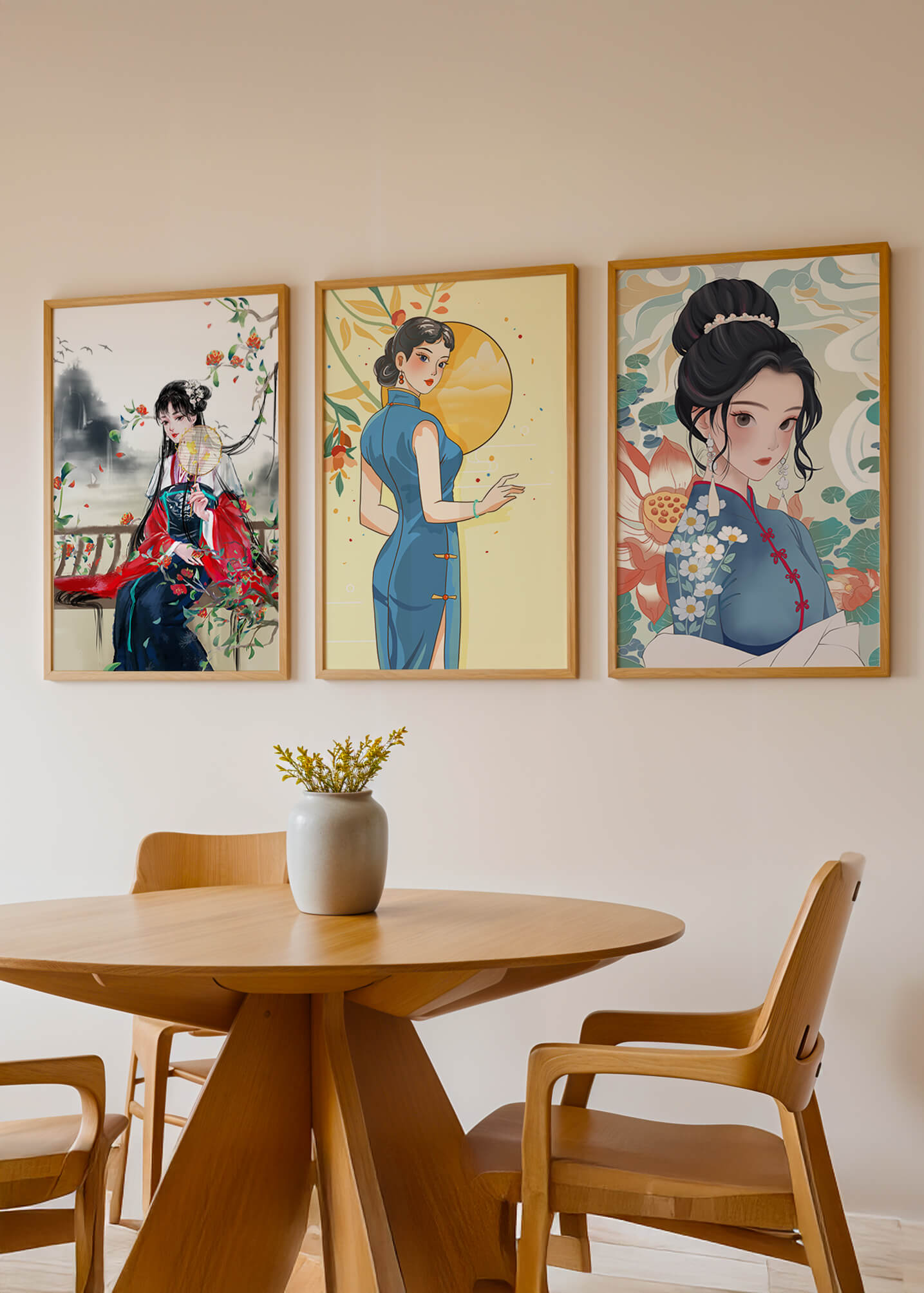 Impressions artistiques de femmes dans le style traditionnel asiatique