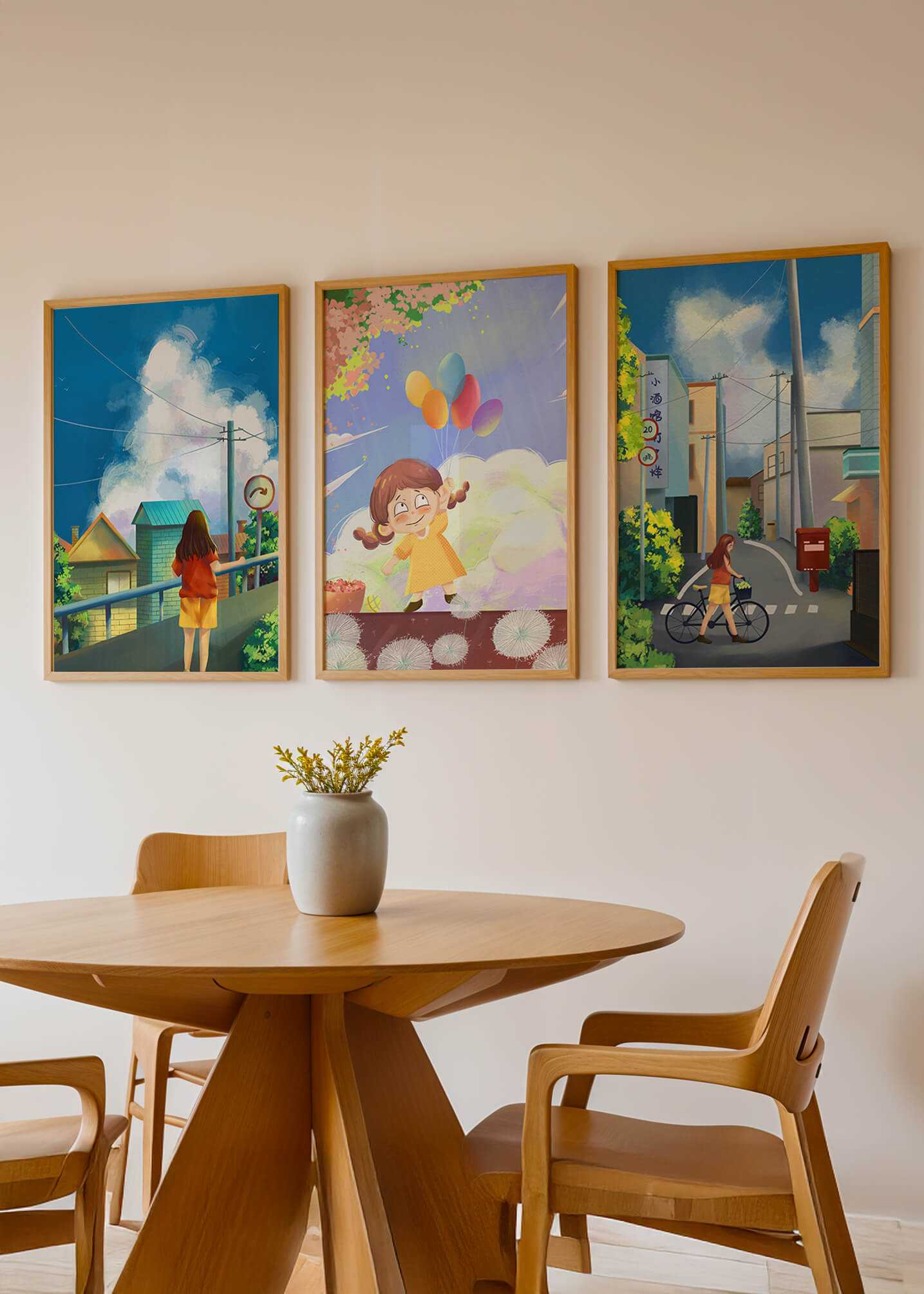 Conjunto de Lienzos de Arte Infantil y Escenas Urbanas