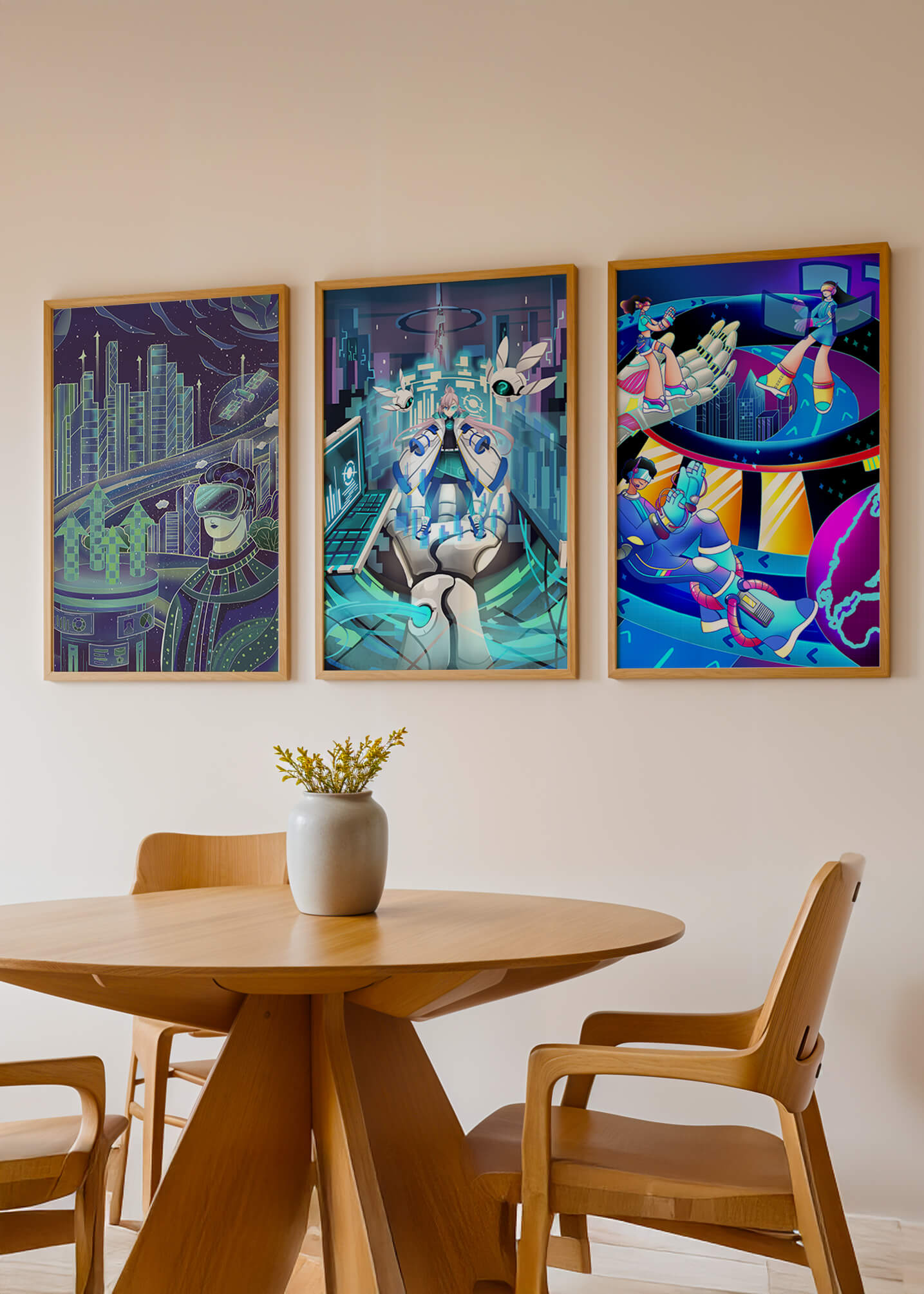 Impresiones Futuristas en Arte Digital Sin Marco