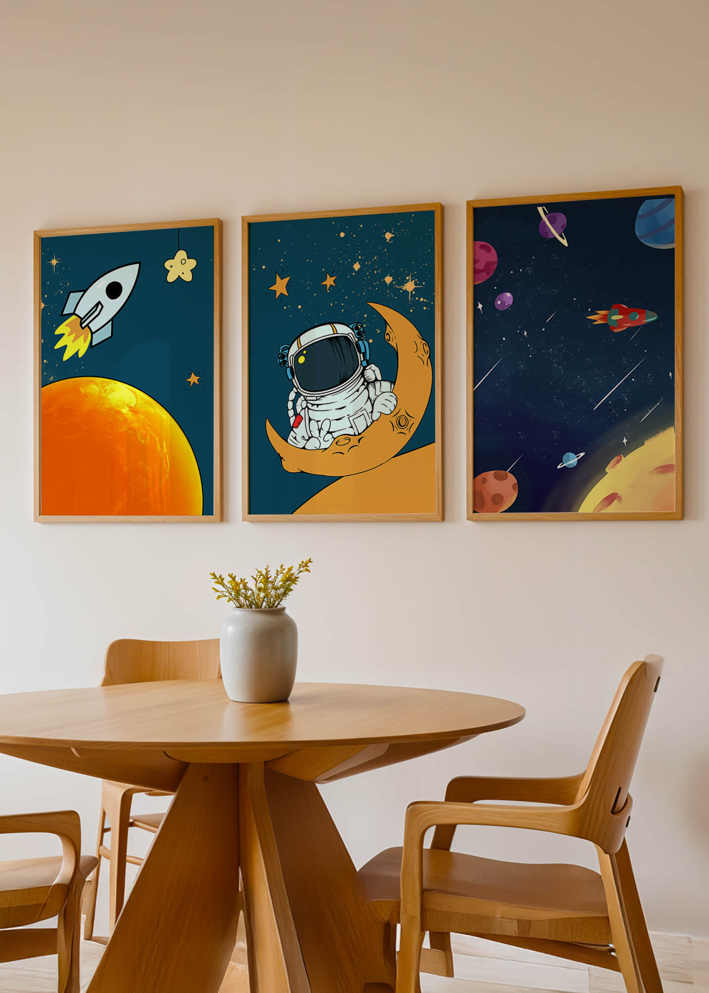 Ensemble d’images d’espace avec astronaute et fusée