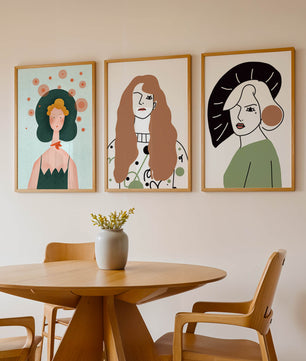 Obras Modernas de Arte con Figuras Femeninas y Coloridos Abstractos