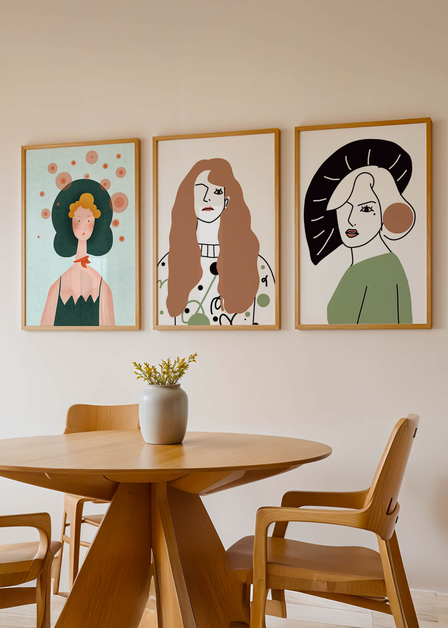 Obras Modernas de Arte con Figuras Femeninas y Coloridos Abstractos