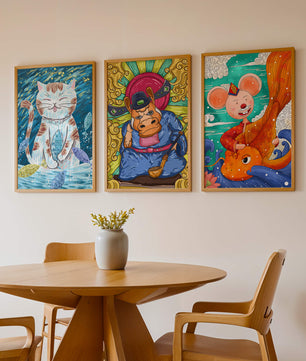Ensemble d'illustrations d'animaux au style fantastique