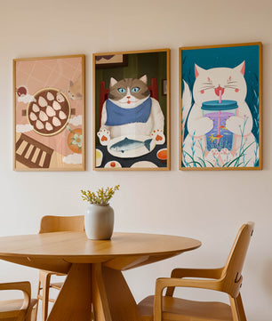 Ensemble d'illustrations de chats à thème culinaire