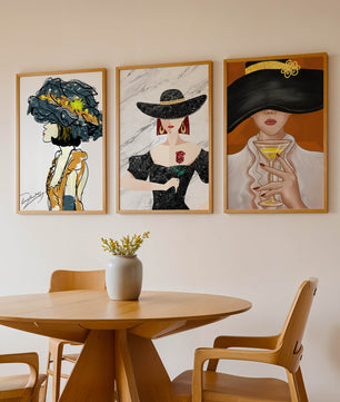 Impression artistique de mode avec éléments dorés