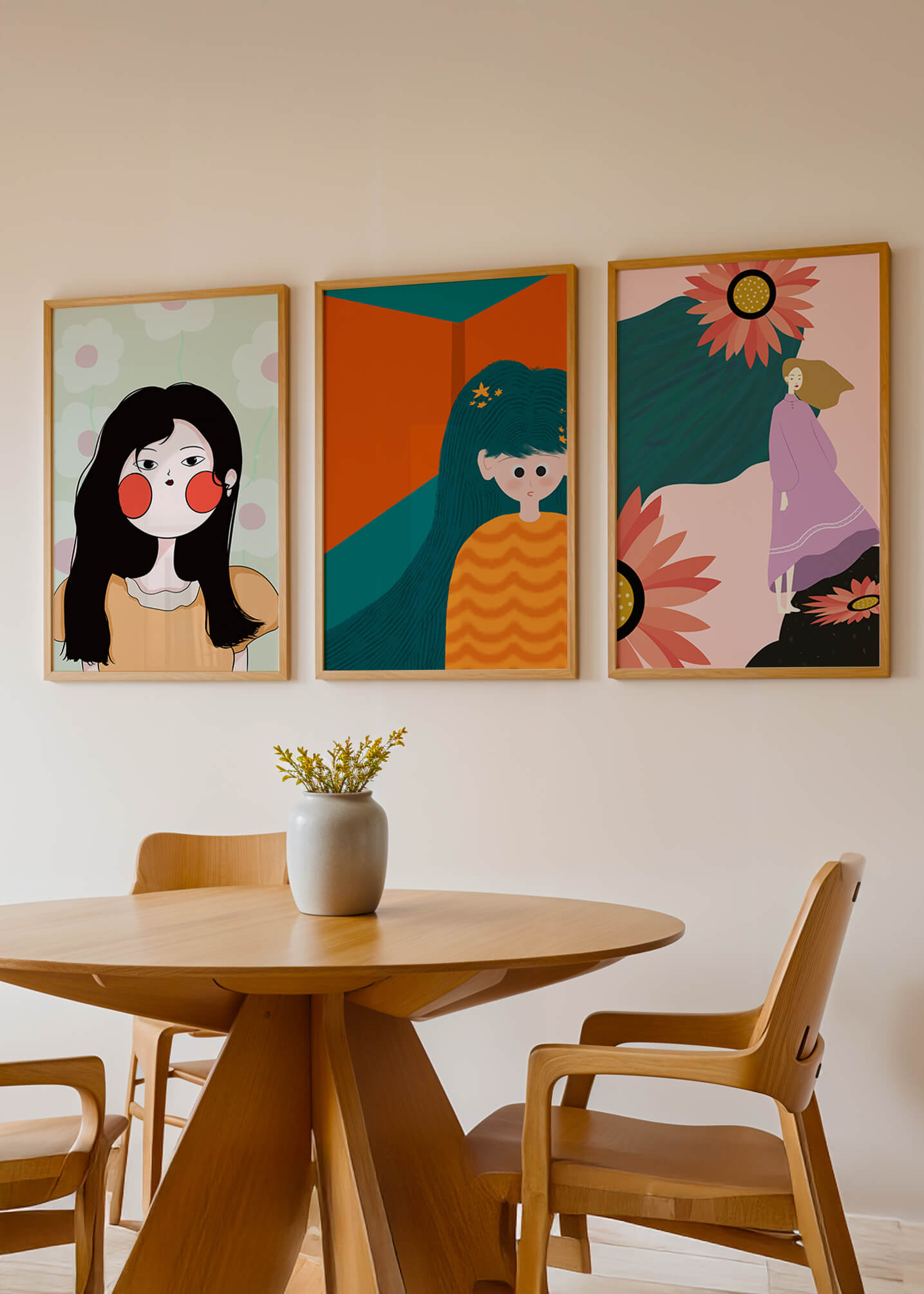 Art moderne coloré en trois designs verticaux