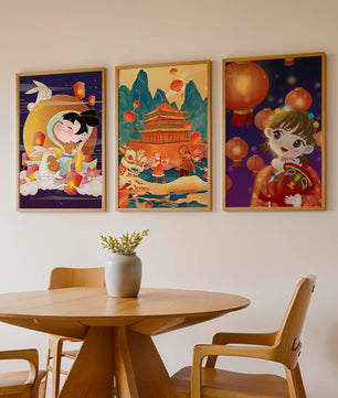 Imágenes Artísticas Orientales con Linternas y Figuras Tradicionales