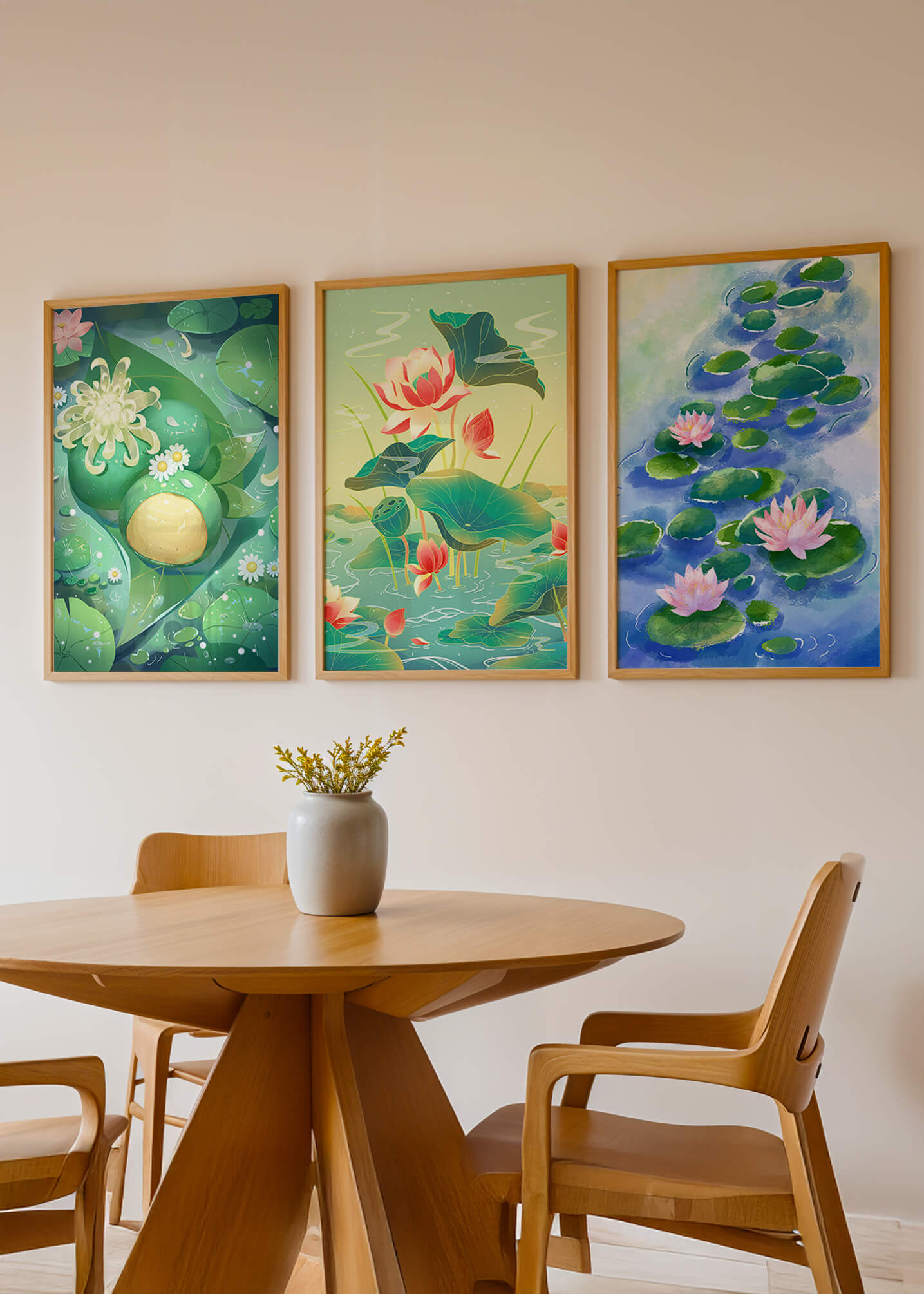 Peintures de nénuphars et de fleurs en style moderne