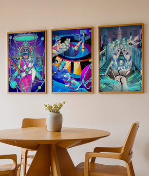 Œuvres d’art de science-fiction au design futuriste et aux couleurs vives