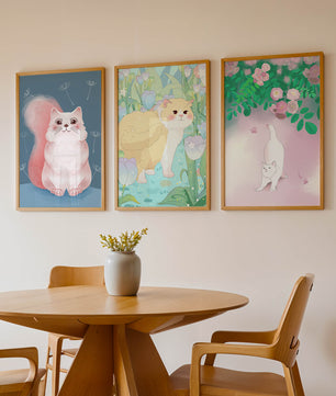 Conjunto De Ilustraciones De Gatos Con Fondos Naturales